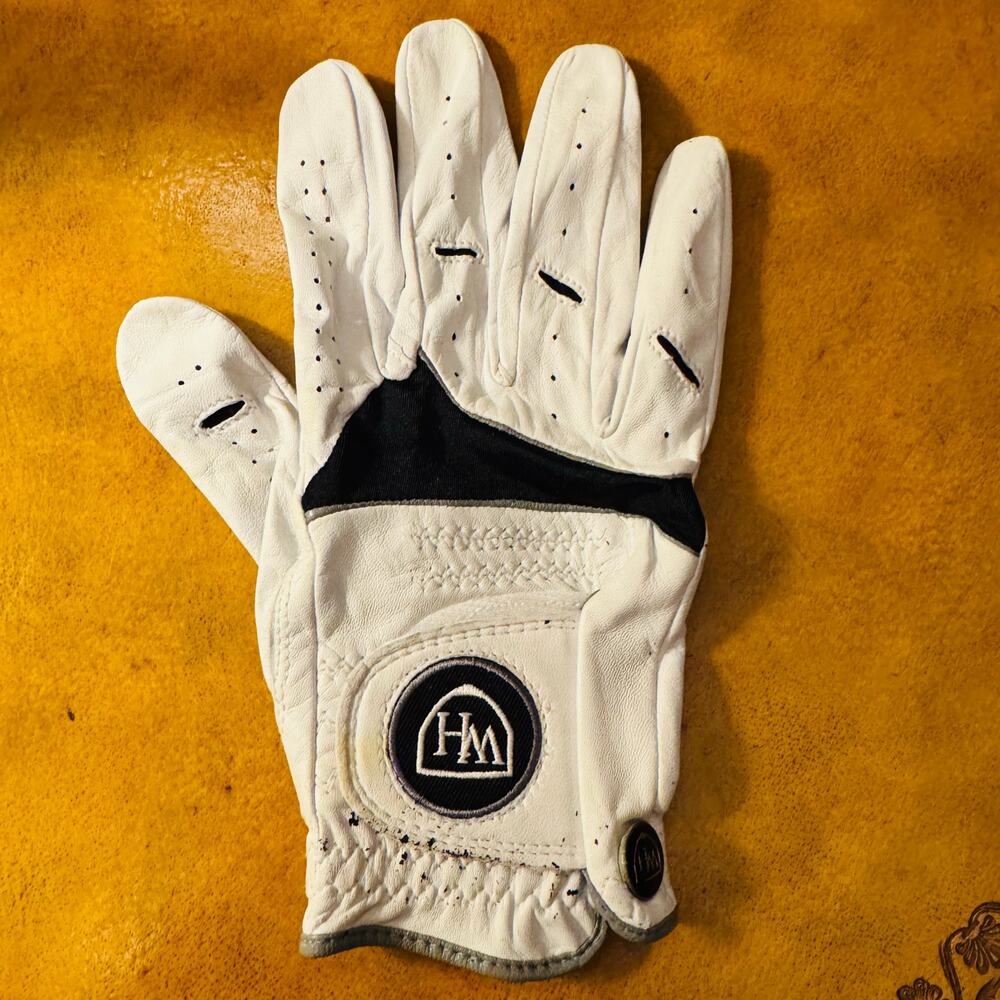 Mens Cabretta Leather White Adjustable Golf Glove Right Large